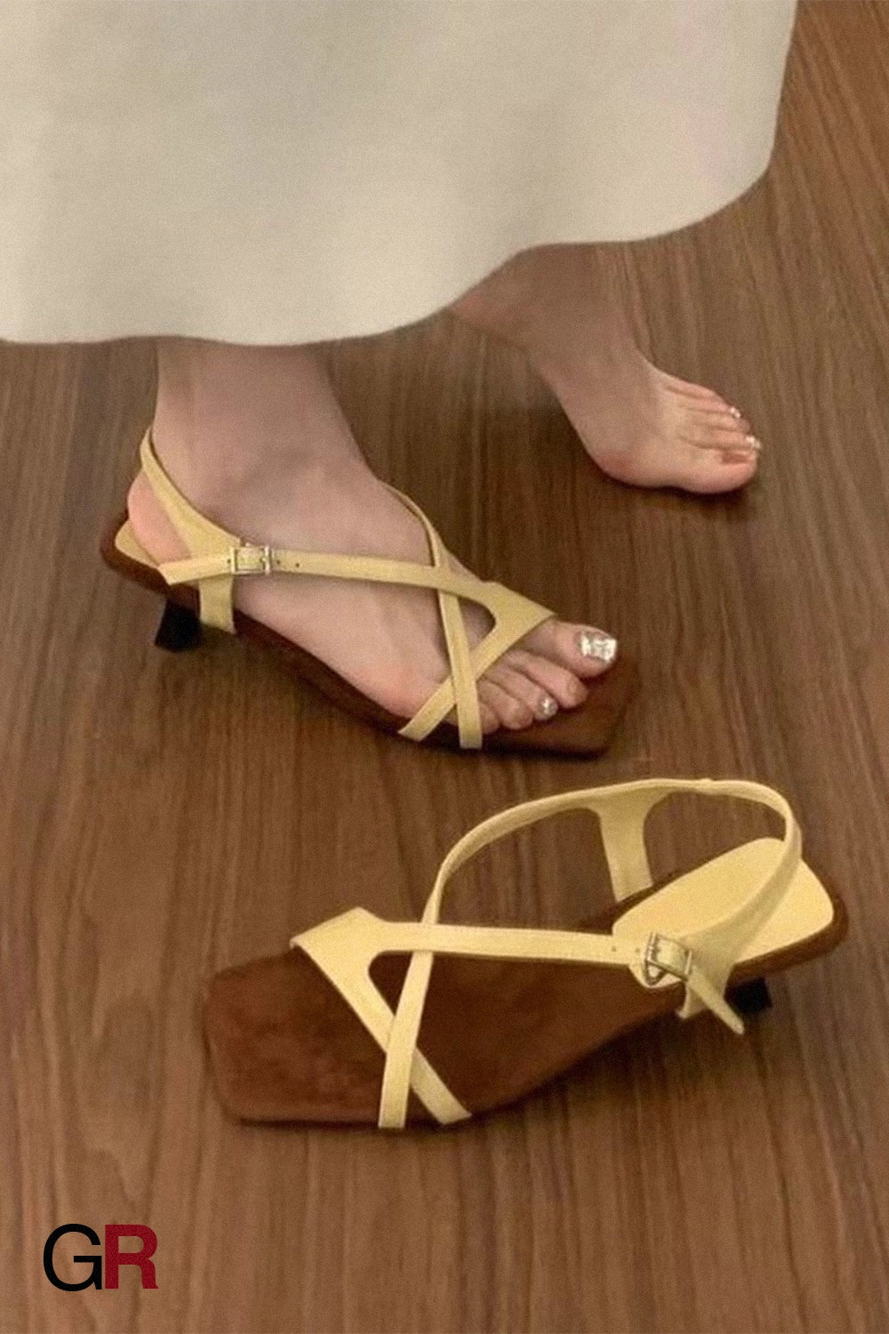 Summer Handmade Women's Shoes Retro Square Head