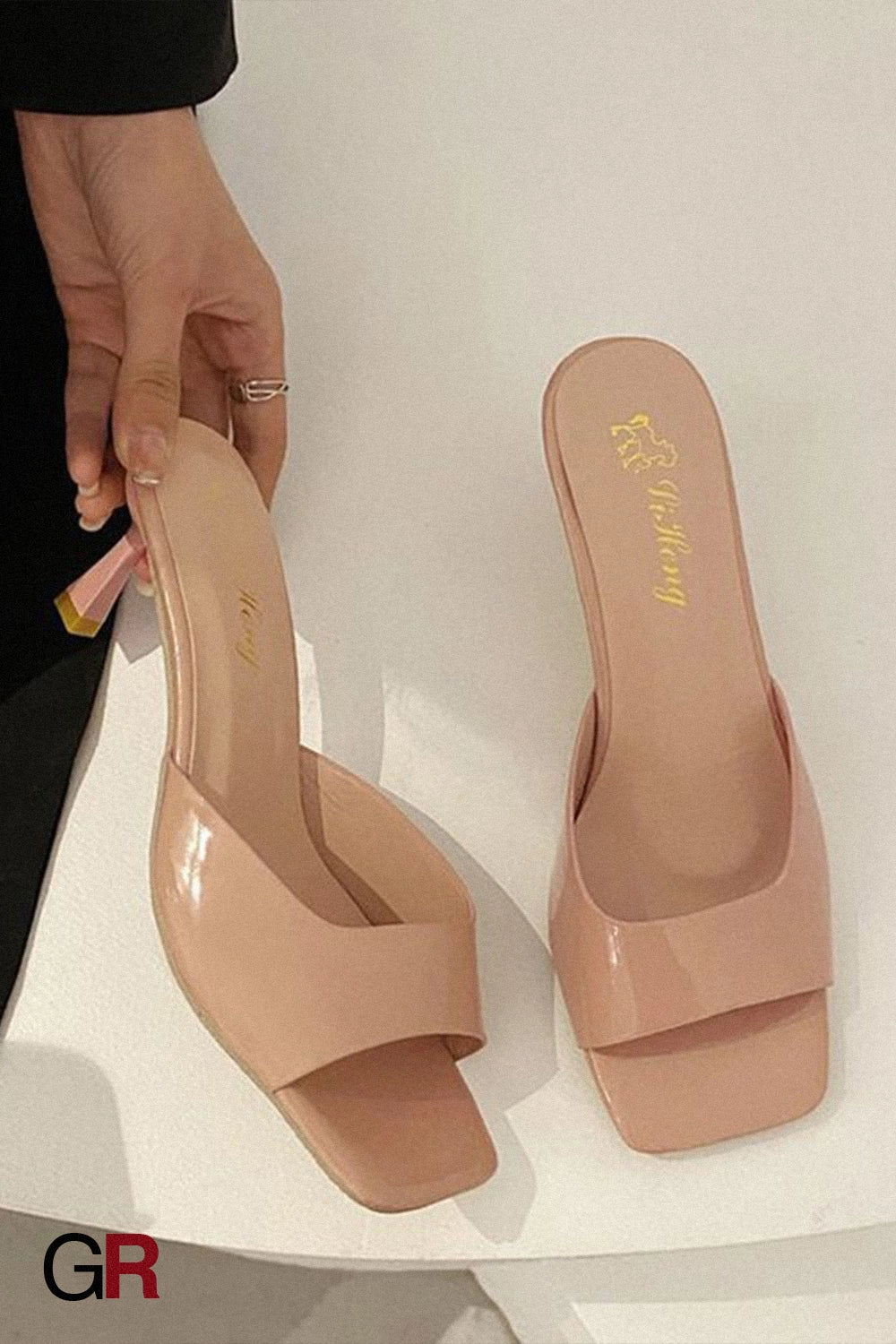 All-matching Stiletto Patent Leather High Heel Slippers