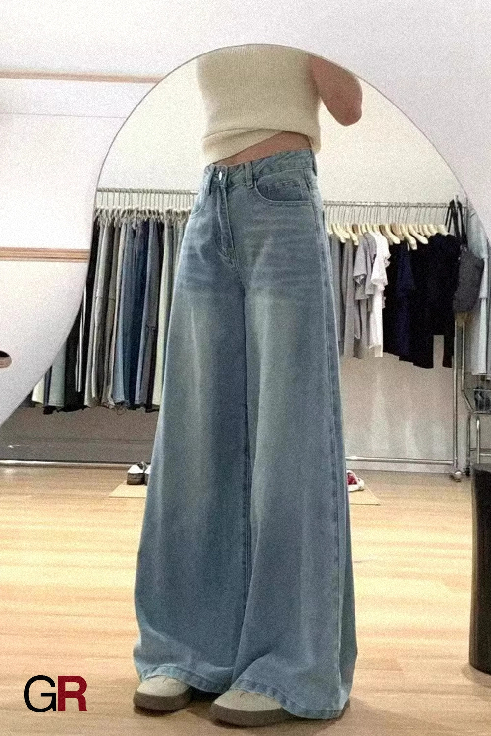 Women's Wide-leg Jeans High Waist Loose And Slimming