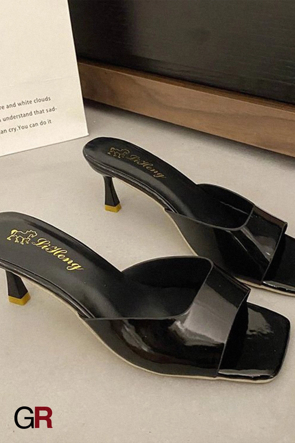 All-matching Stiletto Patent Leather High Heel Slippers