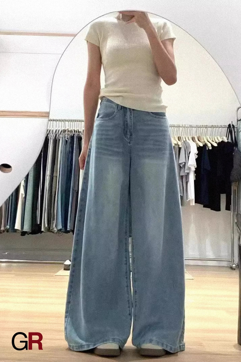 Women's Wide-leg Jeans High Waist Loose And Slimming