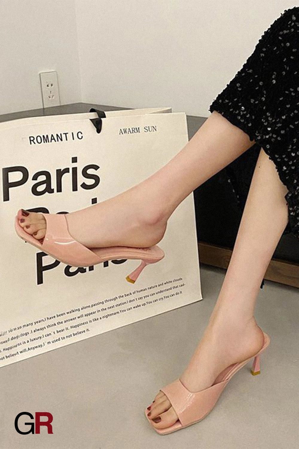 All-matching Stiletto Patent Leather High Heel Slippers
