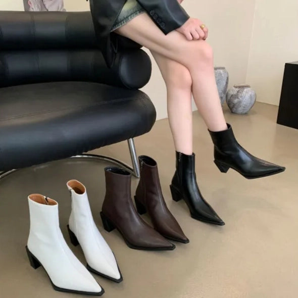 Short Heel High Heels Boots - GlamoROZ