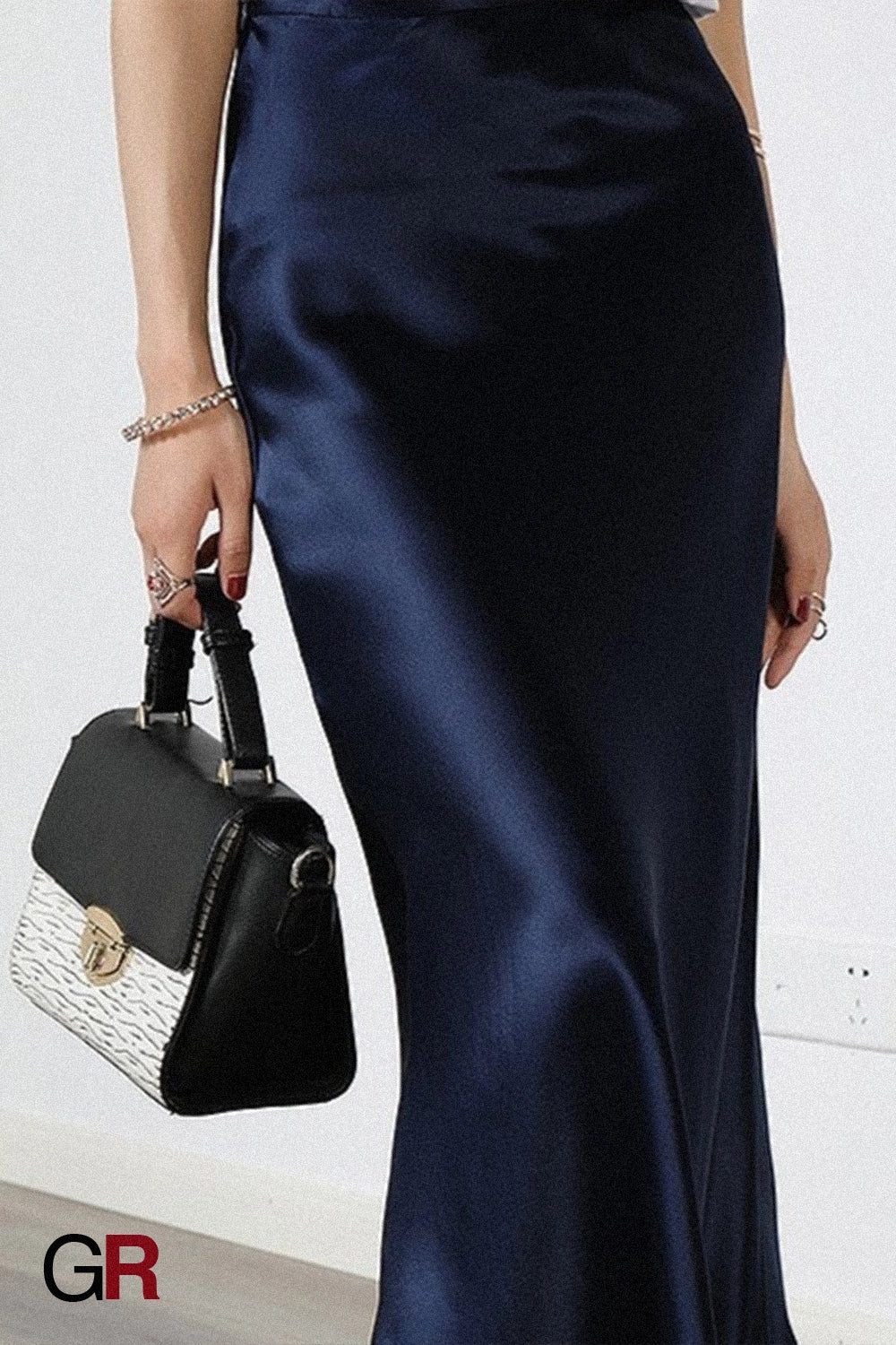 Acetate Silky Satin Women's A- Line Skirt Slimming