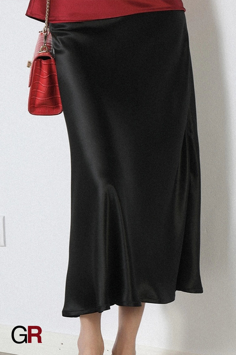 Acetate Silky Satin Women's A- Line Skirt Slimming
