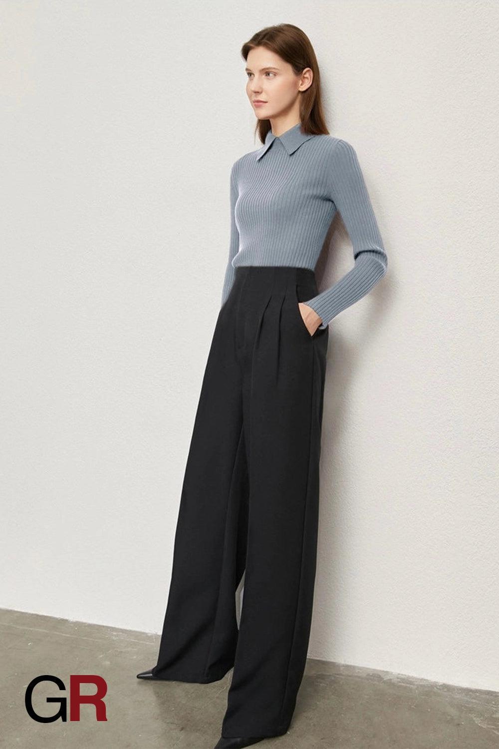 Luxe Retro Cashmere Haze Blue Pullover Sweater - GlamoROZ